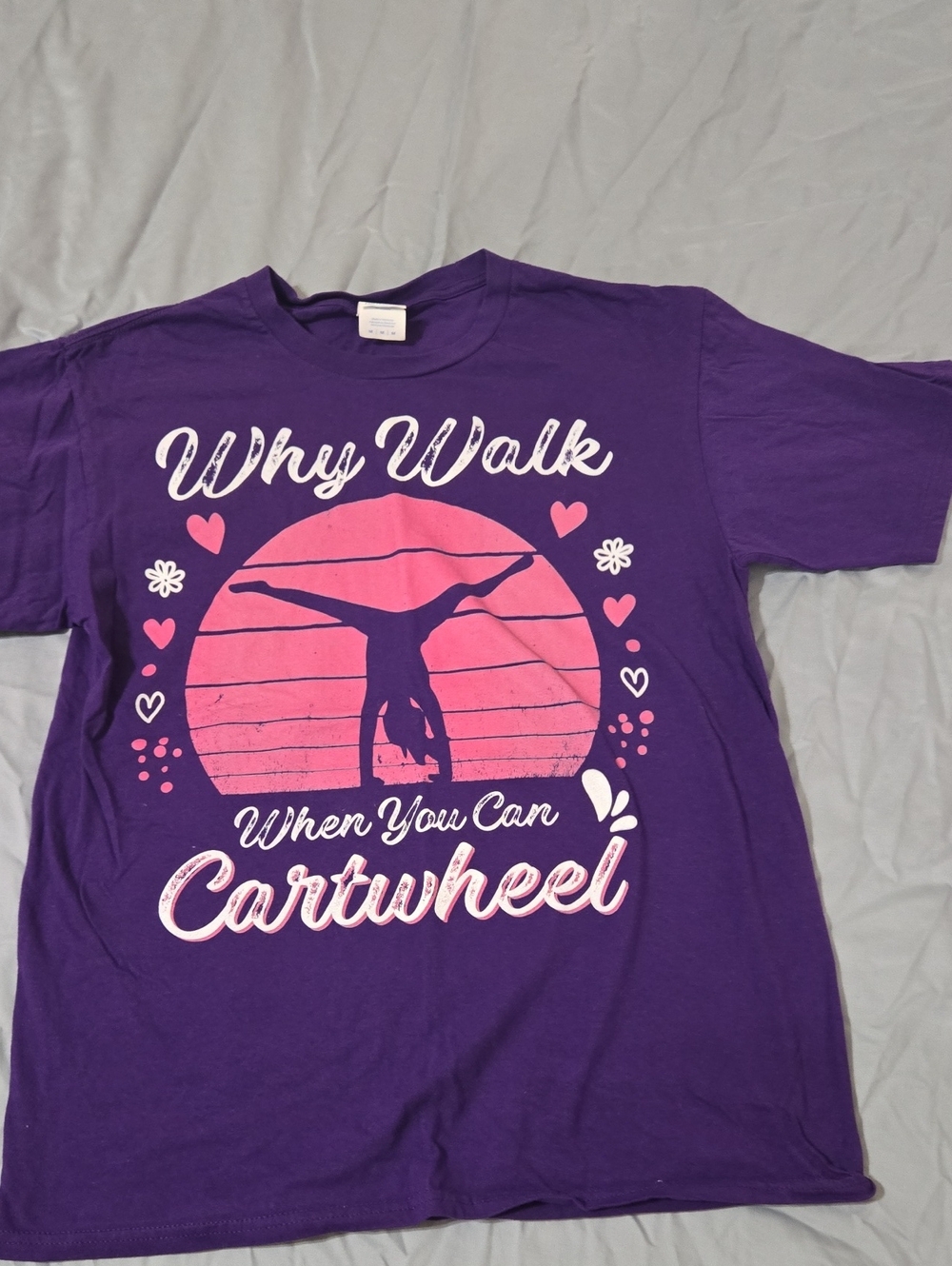 Purple "Why Walk When You Can Cartwheel" Graphic Tee